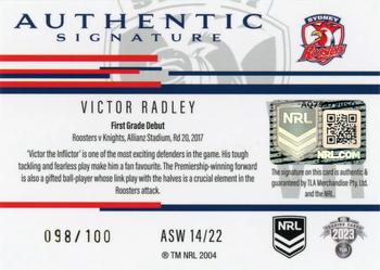 2023 NRL Traders Titanium - Authentic Signature White #ASW14 Victor Radley Back